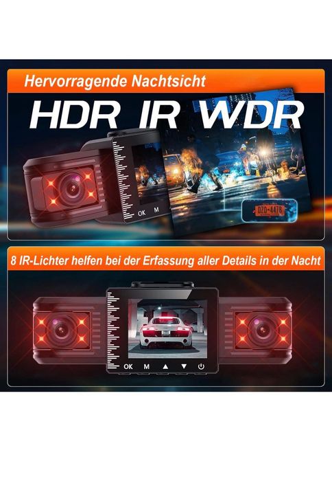 3-канална 2.5K+1080P+1080P камера за кола, с 2-инчов екран