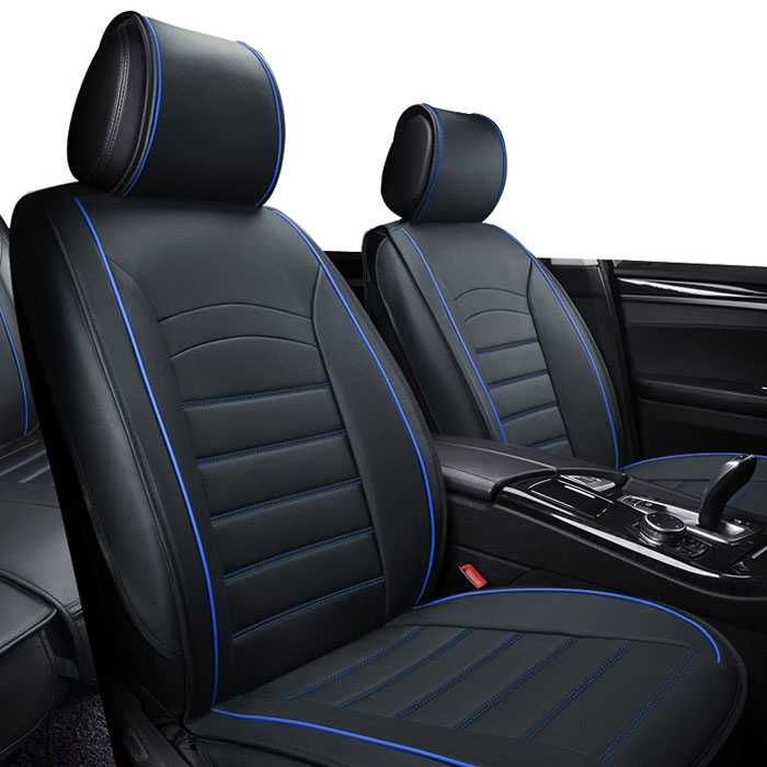 Луксозна кожена тапицерия за автомобил комплект 5бр. 2+3 калъфки