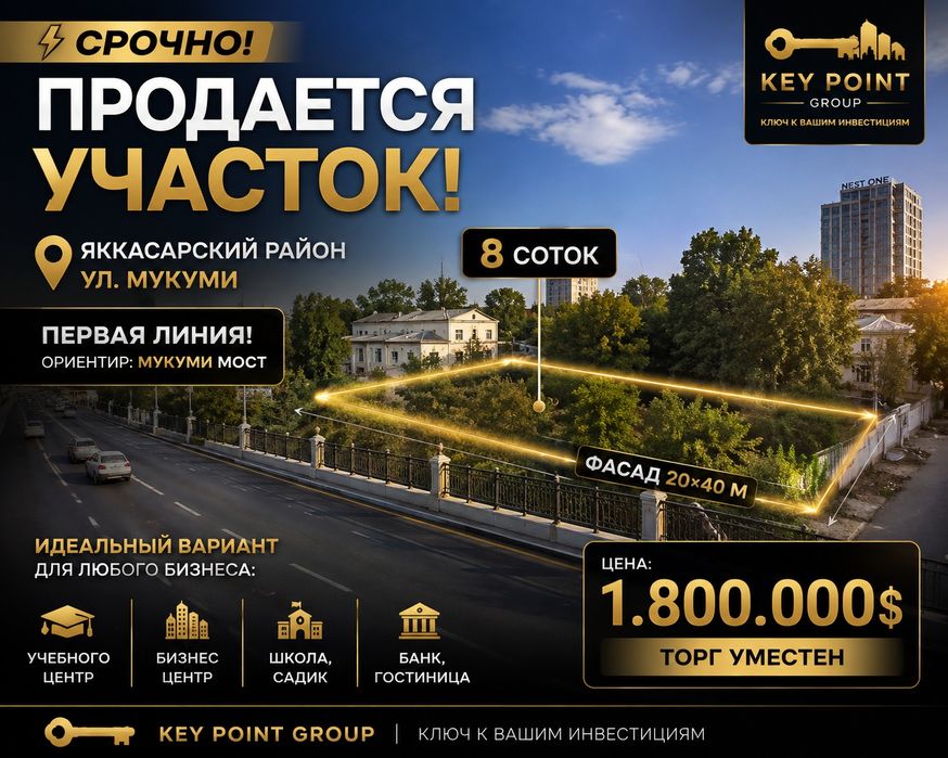 СРОЧНО! ПЕРВАЯ ЛИНИЯ! Улица Мукими- 8 соток!