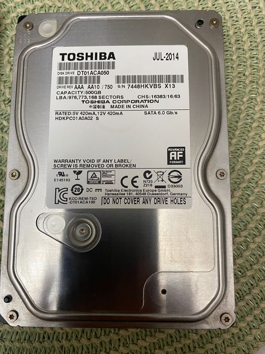 500GB хард диск Toshiba, HDD, 2.5", SATA3,