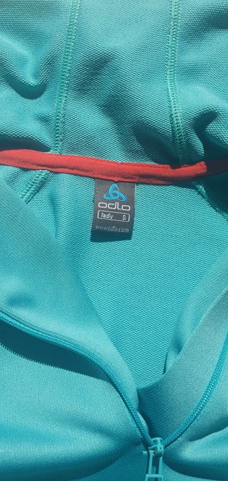 Hanorac sport S ODLO femei, turcuaz, maneca lunga
