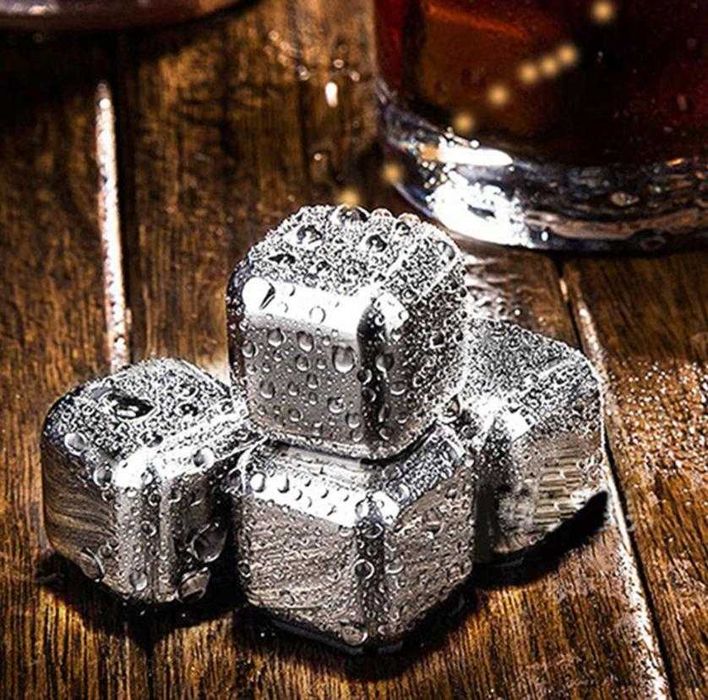 Whisky Stones Метални Ледчета Уиски Ракия Вино Коктейли Сок Охладители FoodGrade 304 SS Stainless Steel Неръждаема Стомана Безводни Охладители Напитки