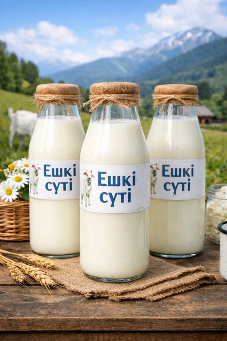 Ешкі сүті, ешкі айраны, қолдың табиғи өнімдері сатылымда.