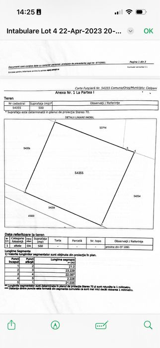 Ciolpani: teren intravilan 500 mp intre padure si DN - zona de case