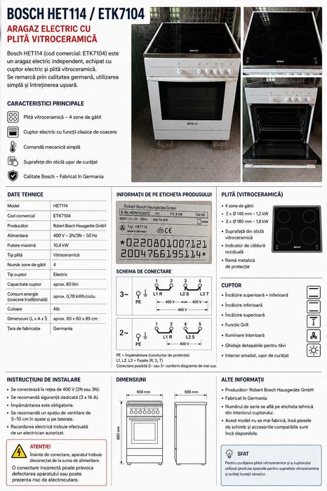 Bosch Aragaz electric cu plită vitroceramică