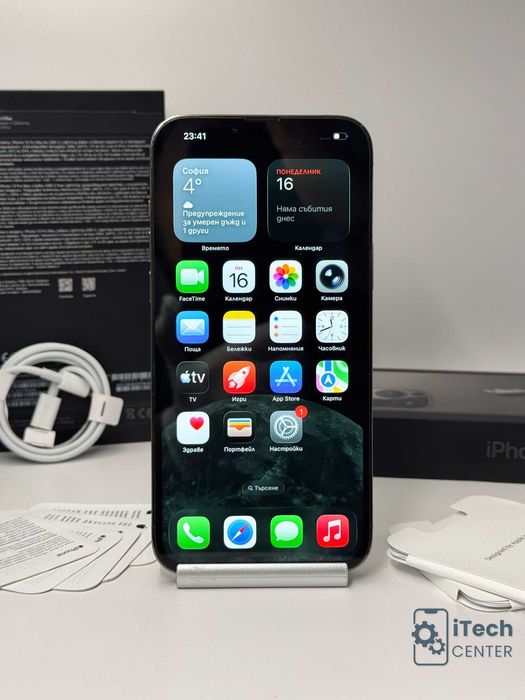 iPhone 13 Pro MAX, 256GB, Black, 100% батерия, КАТО НОВ, ГАРАНЦИЯ!