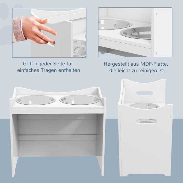 Станция за хранене на кучета PawHut, 2 купички от неръждаема стомана