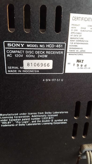 Ретро стерео уредба SONY