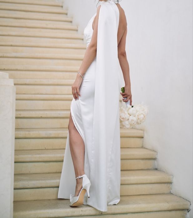 Rochie cununie ivory din mătase satinată