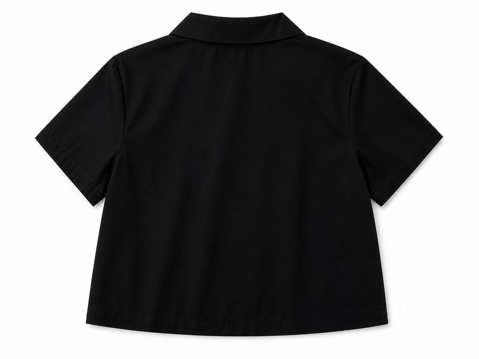 Стилна дамска риза Crop Fit - oversize модел  в черно и циклама