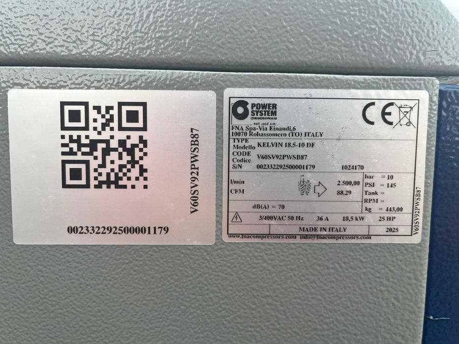 Compresor NOU cu surub - Power System Kelvin 18.5KW, 10 BAR cu uscator