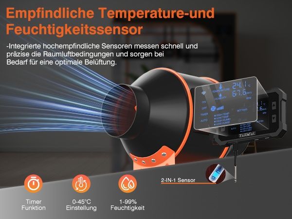 100mm Смарт Канален Вентилатор с WiFi, EC Мотор и Сензори за Климат