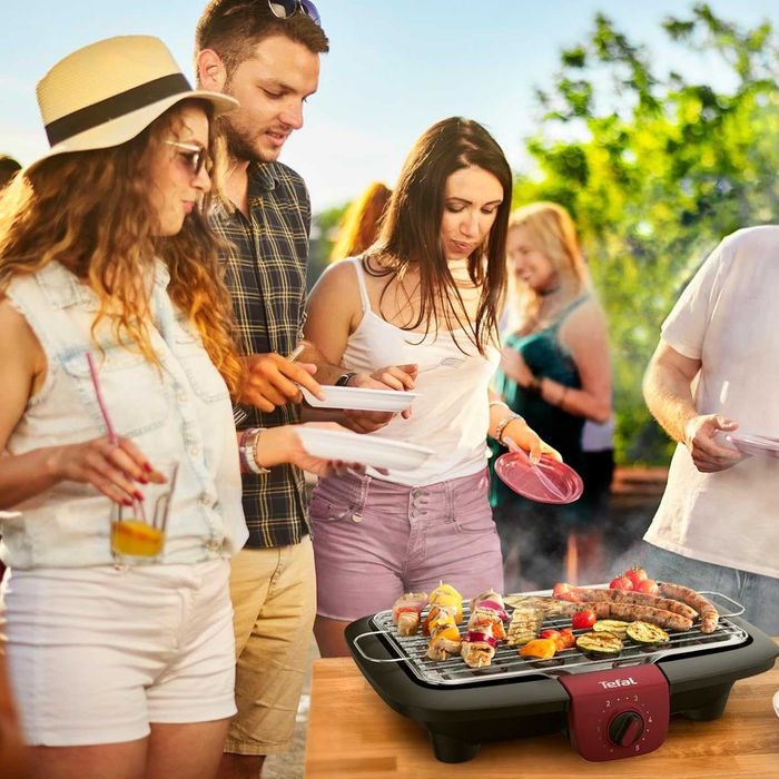 ПРОМО Нова 2г Гаранция Мощна Електрическа Скара Tefal EasyGrill Red BG90E5, 2300W