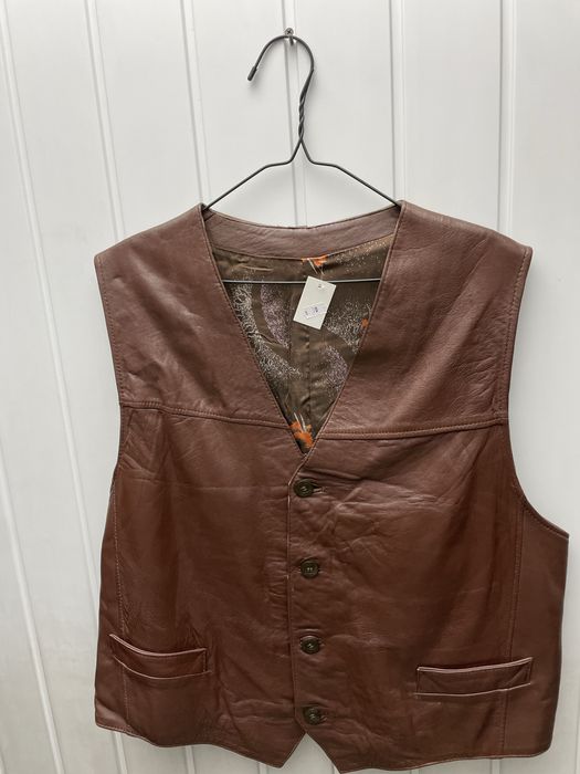 Vesta moto de piele maro 56