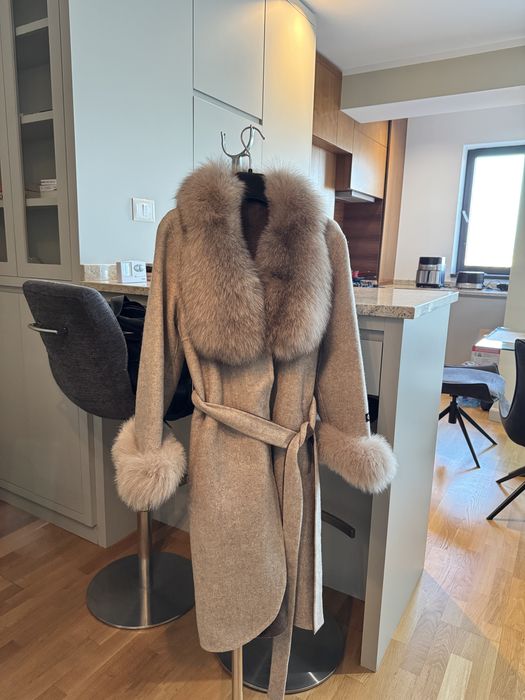 Palton blana naturala bej