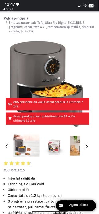 Friteuza cu aer cald