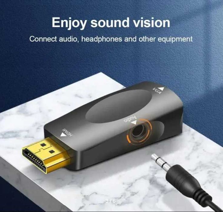 Новый в упаковке адаптер переходник HDMI to VGA с AUX кабелем