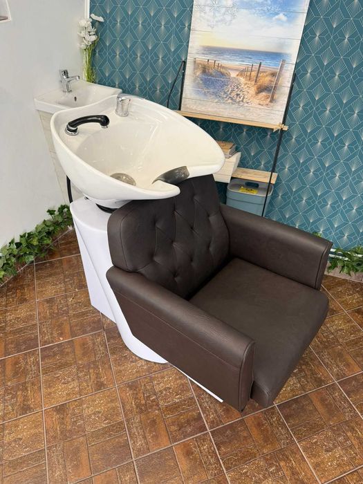 Scaune frizerie profesionale – 1 scaun + 1 unitate spălare (set sau separat)