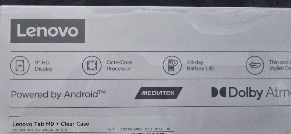 NOU Lenovo  Tab M9 9" + husa transparenta ÎN CUTIE SIGILATA