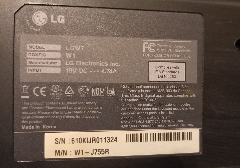 Ноутбук LG, 17".