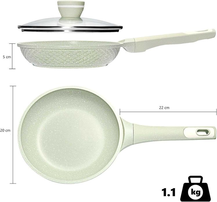 Тиган DYGG 20 см с незалепващо покритие и стъклен капак