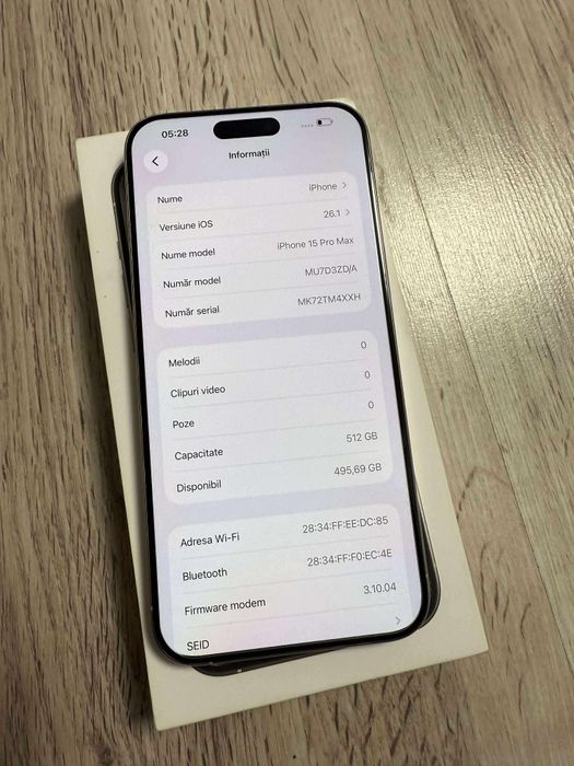 Vand Sau Schimb IPhone 15 PRO Max White Titanium 512Gb Neverlocked