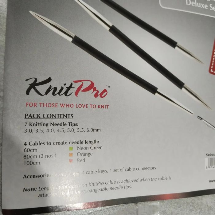 Спицы съёмные, чулочные KnitPro KARBONZ, Drops