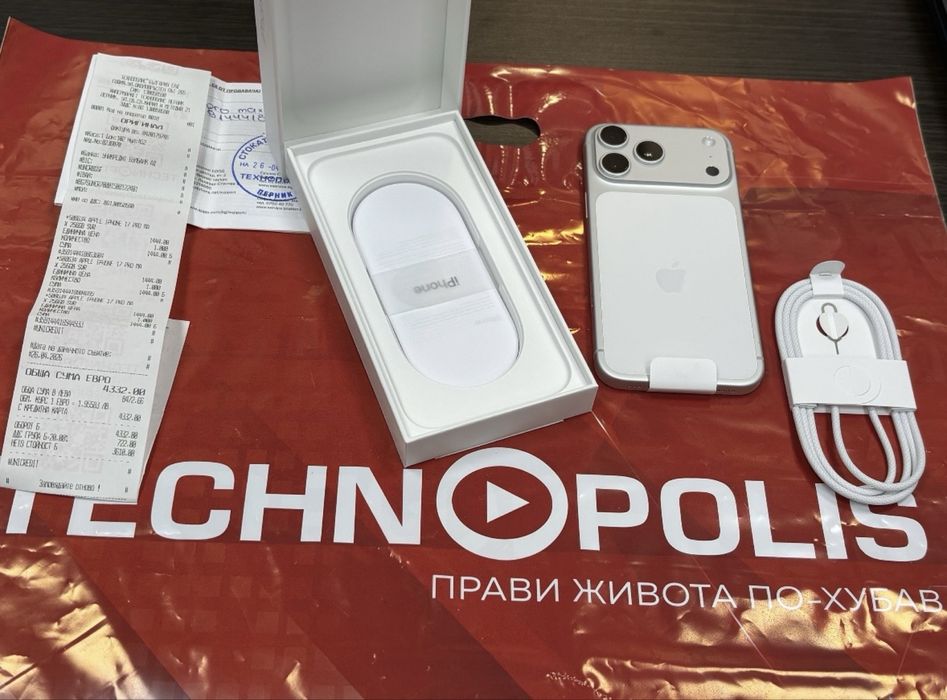 ЧИСТО НОВ 256GB iPhone 17 Pro Max 5G Technopolis Гаранция 2029 SILVER