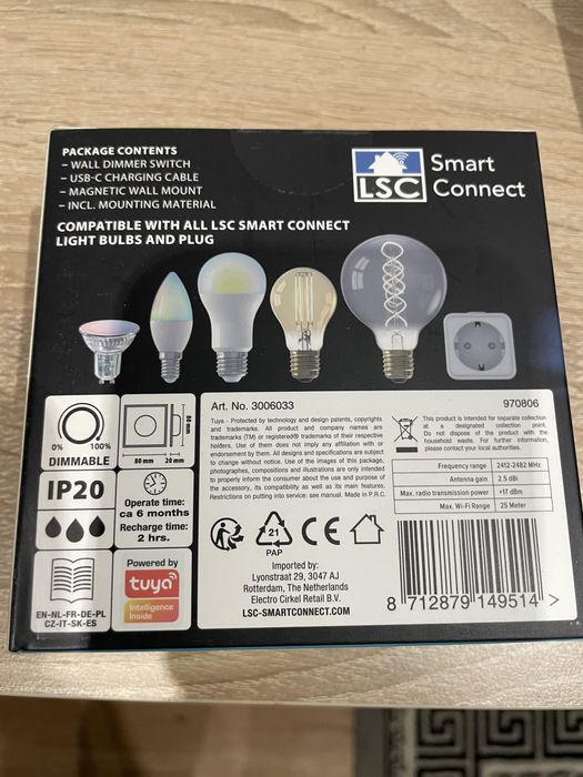 Smart dimmer switch, LSC smart connect wifi 2.4 ghz