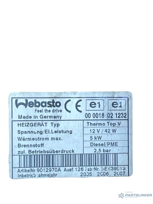 Webasto Volkswagen Touran 1T1, 1T2 2003 - 2010 1.9 Tdi Bkc 1K0815065Ad