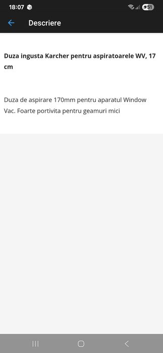 Duza îngustă karcher pentru aspiratoare wv  17 cm