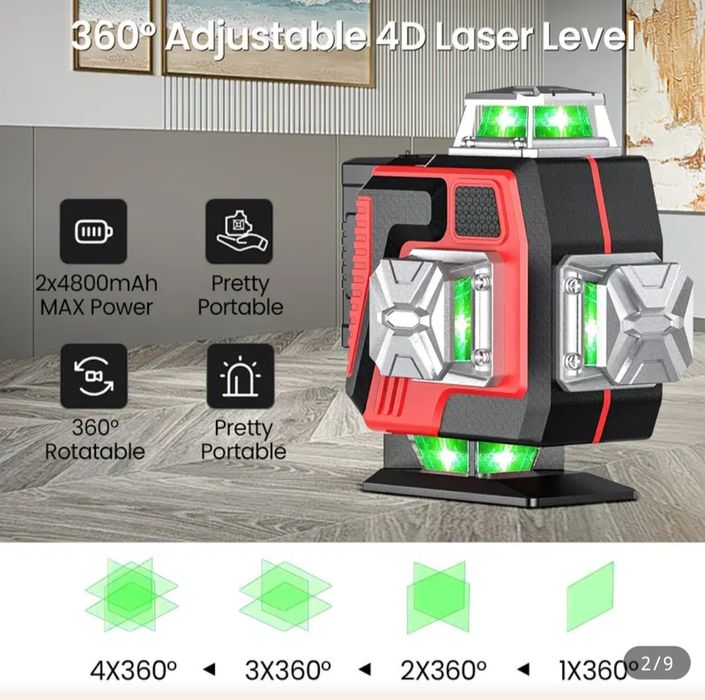 Laser Profesional 4D 16 linii tehnologice Green Laser