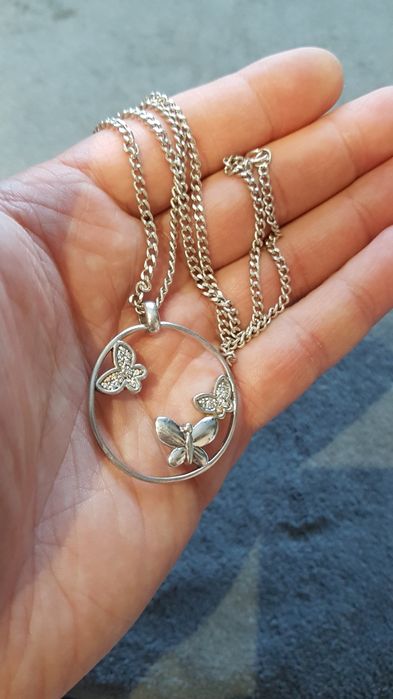 Lantisor argint 925 dama,pandantiv fluturasi,stare f buna,44 cm