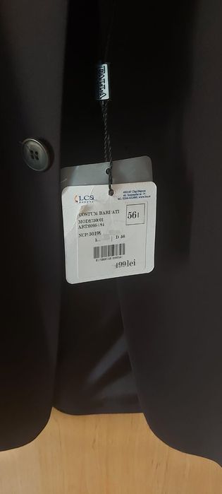 Costum negru bărbătesc 56 talia 1 cu eticheta