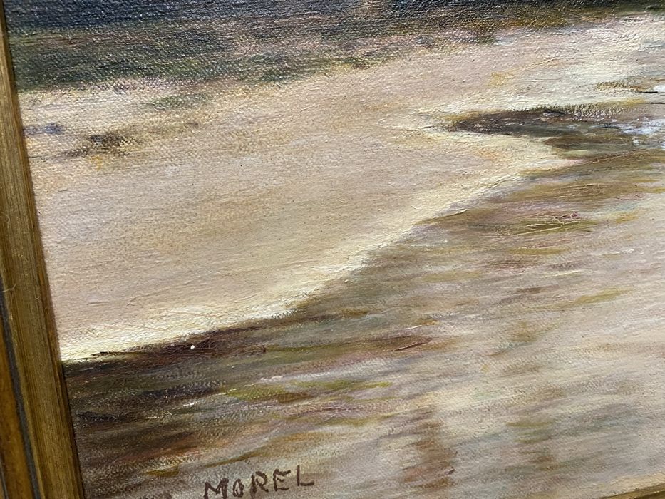 Стара френска картина морски мотив маслено платно