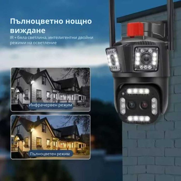 Тройна Smart WiFi безжична IP камера с 12MP и нощно виждане