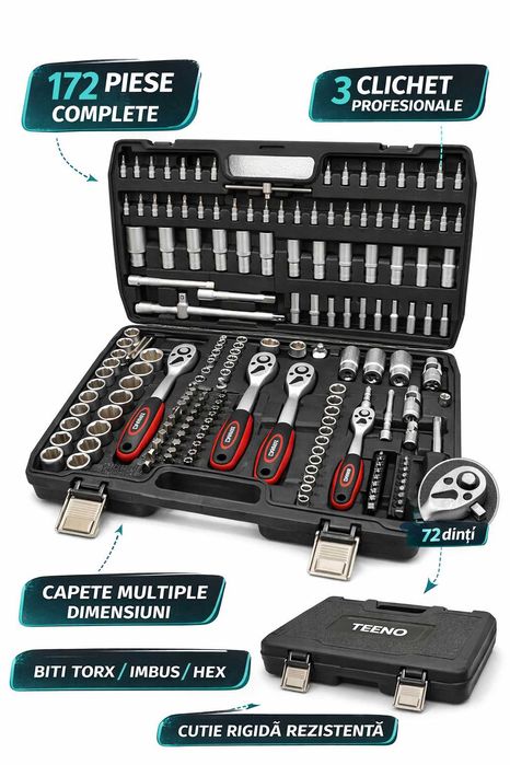 Trusa Chei Tubulare Profesionala 172 Piese TEENO