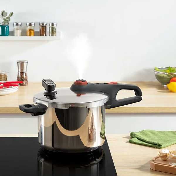 Oala sub presiune Tefal 6l, inox argintie cronometru sigilata in cutie