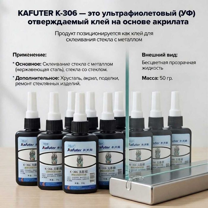 УФ Клей для стекла KAFUTER / UV Shisha uchun yelim , 50 или 250 грамм
