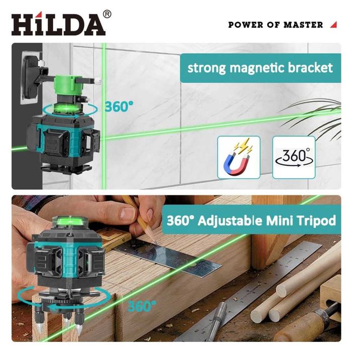 ПРОМОЦИЯ на 3 МОДЕЛА | 4D Лазерен Нивелир HiLDA 360, Самонивелиращ