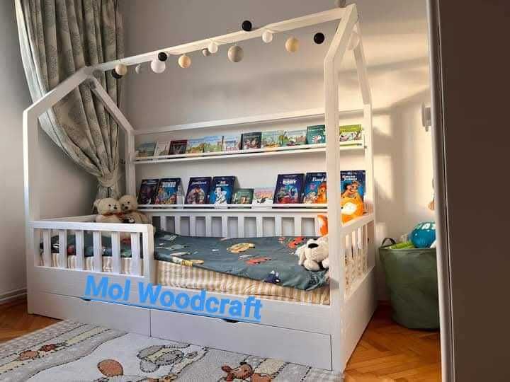 Patut copil, pat montessori, pat casuta, camera copil, mobila copii