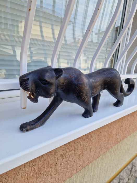 Прекрасна огромна антикварна дървена фигура статуетка