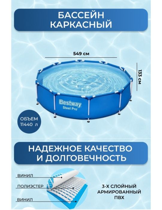 Продам бассеин большой 366×133