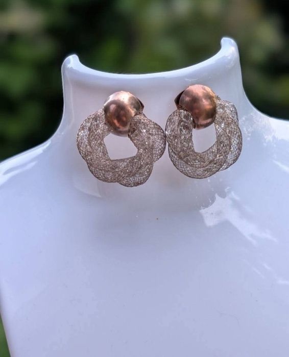 Vechi cercei din cupru, cristale Swarovski