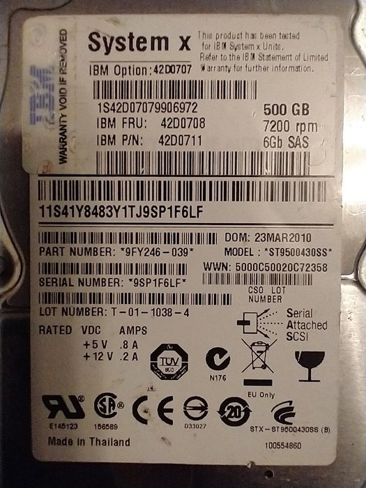 Hdd de server SAS IBM System X 500 Gb