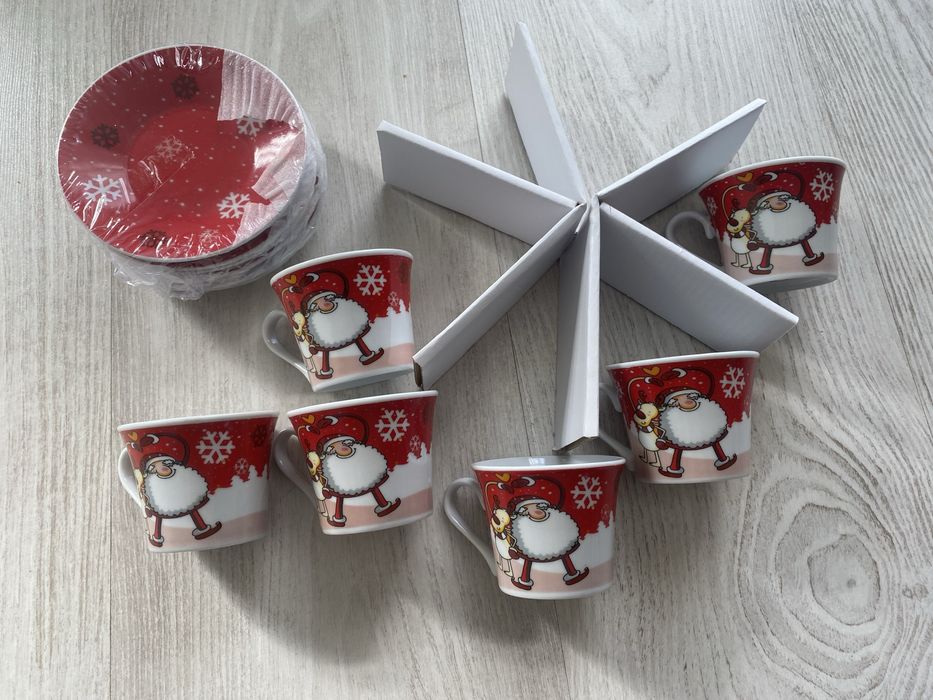 Set 12 bucati cafea, motiv sarbatori Craciun