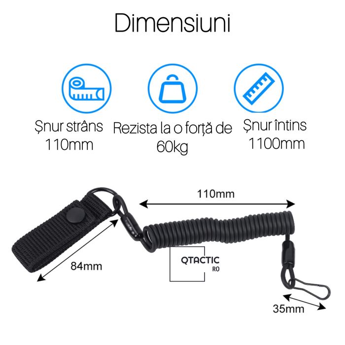 Snur (cordon) siguranta pistol (lanyard Beretta, Sig Sauer, Glock, CZ)