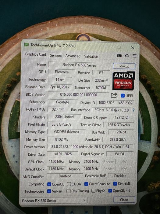 Placa video Gigabyte RX 580 8Gb