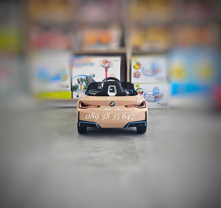 ТОП ЦЕНА!НОВО!Акумулаторна кола BMW i4 с 12V,кожена седалка,EVA ГУМИ