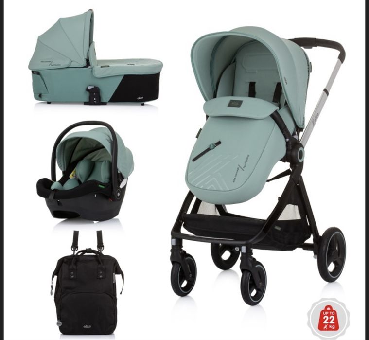 Детска количка до22 кг"Елит" пастелно зелено Chipolino